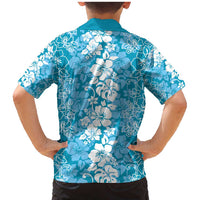 Hawaiian Lei Day Family Matching Mermaid Dress and Hawaiian Shirt Blue Hibiscus Flowers Lei Art LT9 - Polynesian Pride