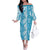 Hawaiian Lei Day Family Matching Off The Shoulder Long Sleeve Dress and Hawaiian Shirt Blue Hibiscus Flowers Lei Art