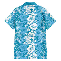 Hawaiian Lei Day Family Matching Short Sleeve Bodycon Dress and Hawaiian Shirt Blue Hibiscus Flowers Lei Art LT9 - Polynesian Pride