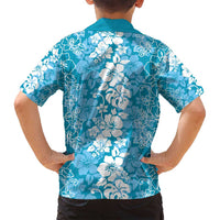 Hawaiian Lei Day Family Matching Tank Maxi Dress and Hawaiian Shirt Blue Hibiscus Flowers Lei Art LT9 - Polynesian Pride