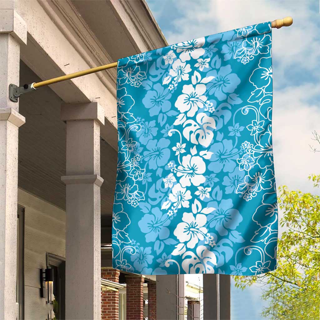 Hawaiian Lei Day Garden Flag Blue Hibiscus Flowers Lei Art