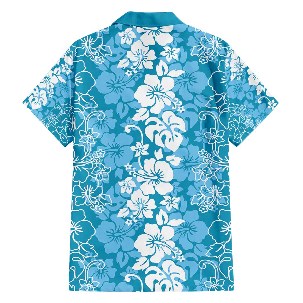 Hawaiian Lei Day Hawaiian Shirt Blue Hibiscus Flowers Lei Art