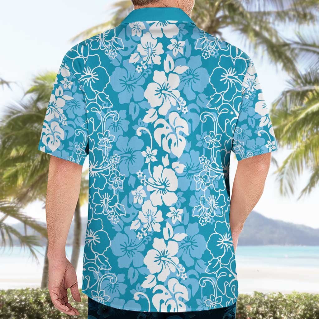 Hawaiian Lei Day Hawaiian Shirt Blue Hibiscus Flowers Lei Art