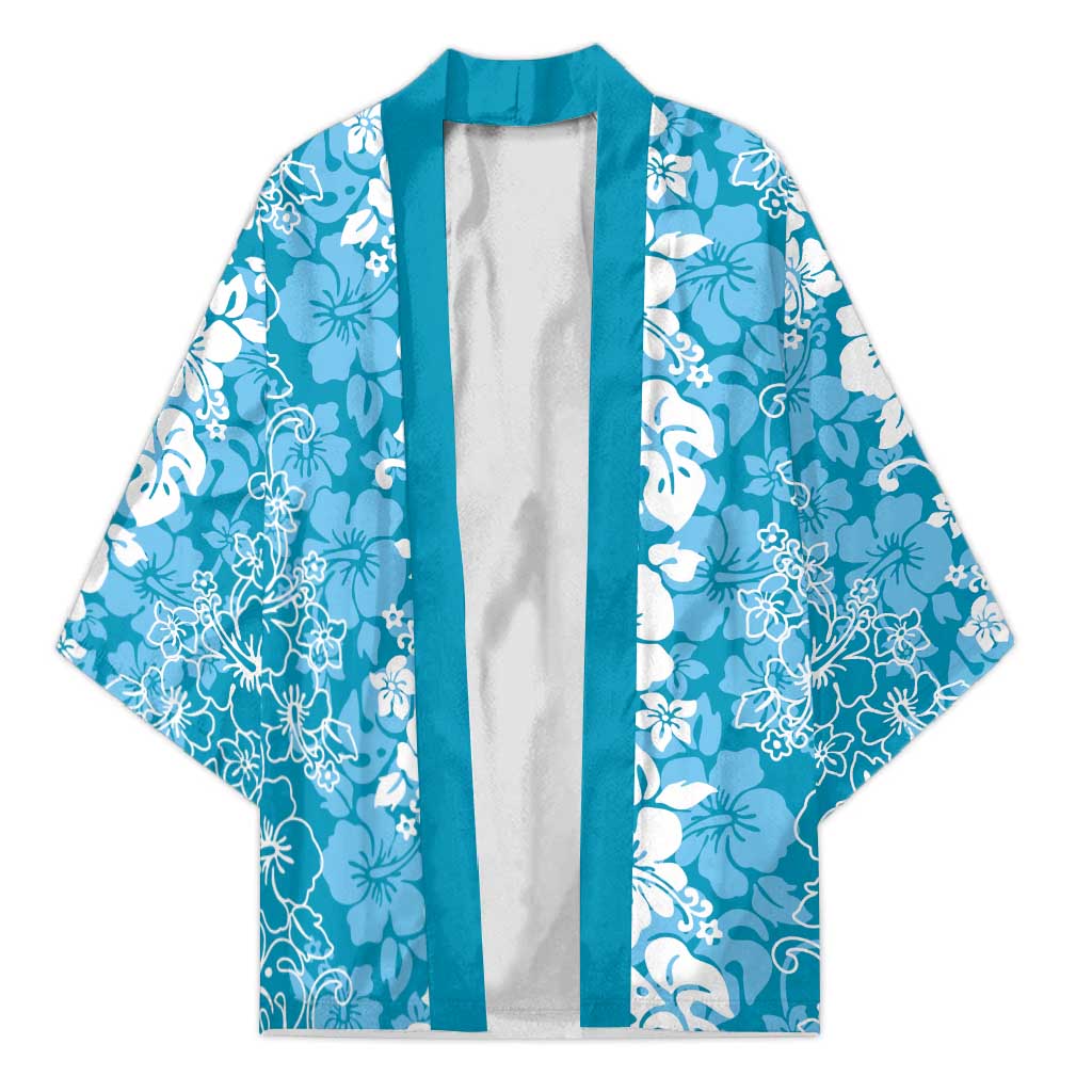 Hawaiian Lei Day Kimono Blue Hibiscus Flowers Lei Art LT9 Unisex Blue - Polynesian Pride