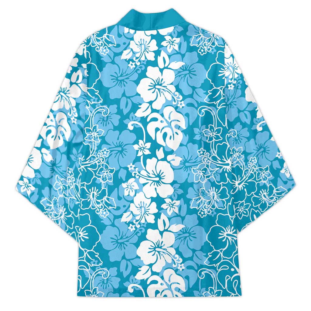 Hawaiian Lei Day Kimono Blue Hibiscus Flowers Lei Art LT9 - Polynesian Pride