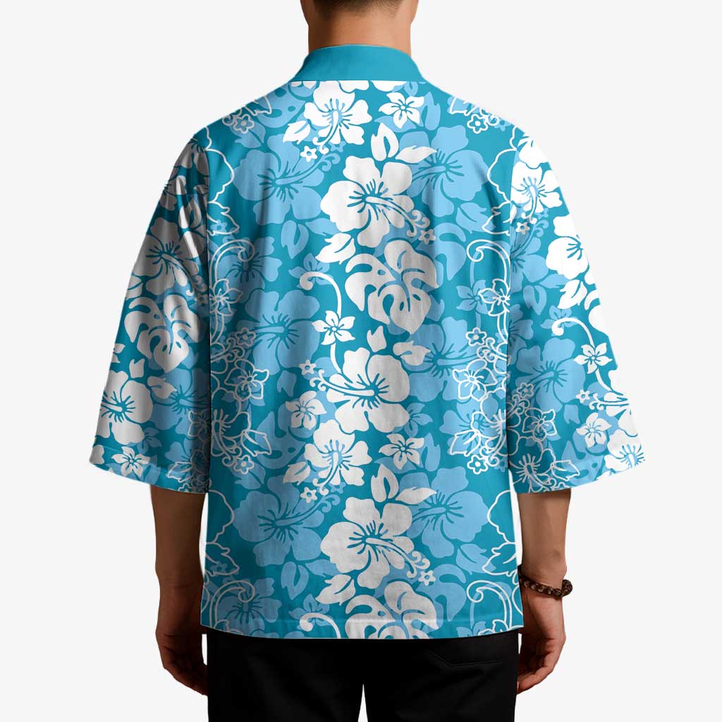 Hawaiian Lei Day Kimono Blue Hibiscus Flowers Lei Art LT9 - Polynesian Pride