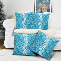 Hawaiian Lei Day Pillow Cover Blue Hibiscus Flowers Lei Art - Polynesian Pride