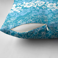 Hawaiian Lei Day Pillow Cover Blue Hibiscus Flowers Lei Art - Polynesian Pride