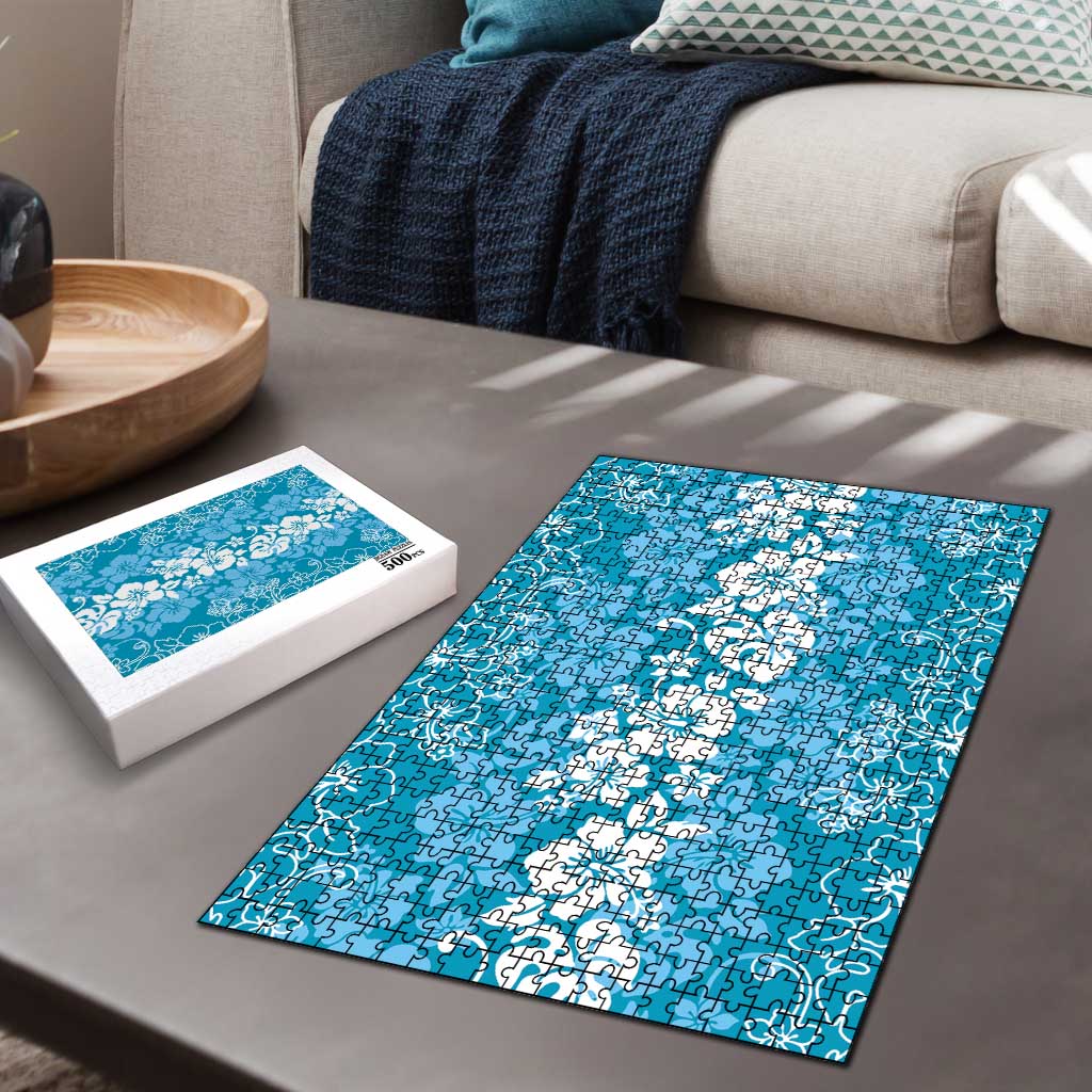 Hawaiian Lei Day Puzzle Blue Hibiscus Flowers Lei Art - Polynesian Pride