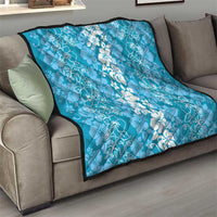 Hawaiian Lei Day Quilt Blue Hibiscus Flowers Lei Art