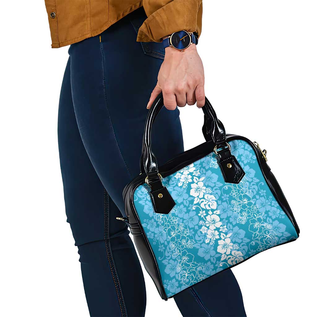 Hawaiian Lei Day Shoulder Handbag Blue Hibiscus Flowers Lei Art LT9 - Polynesian Pride