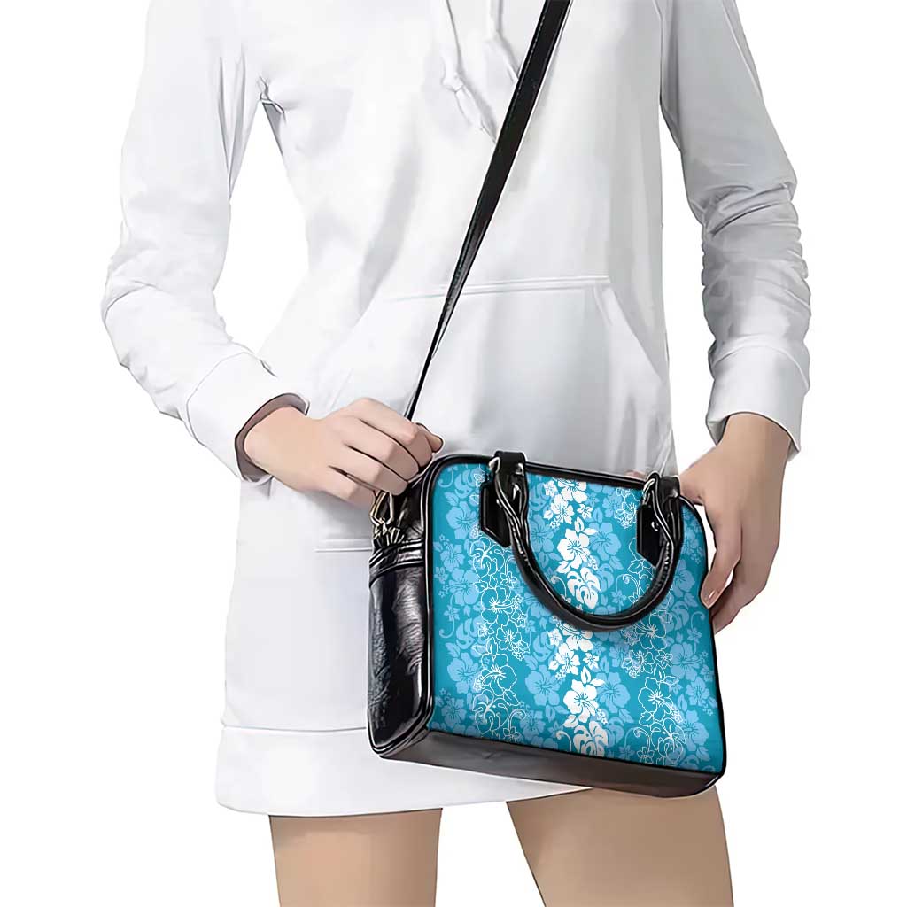 Hawaiian Lei Day Shoulder Handbag Blue Hibiscus Flowers Lei Art LT9 - Polynesian Pride