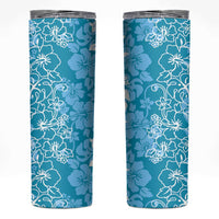 Hawaiian Lei Day Skinny Tumbler Blue Hibiscus Flowers Lei Art