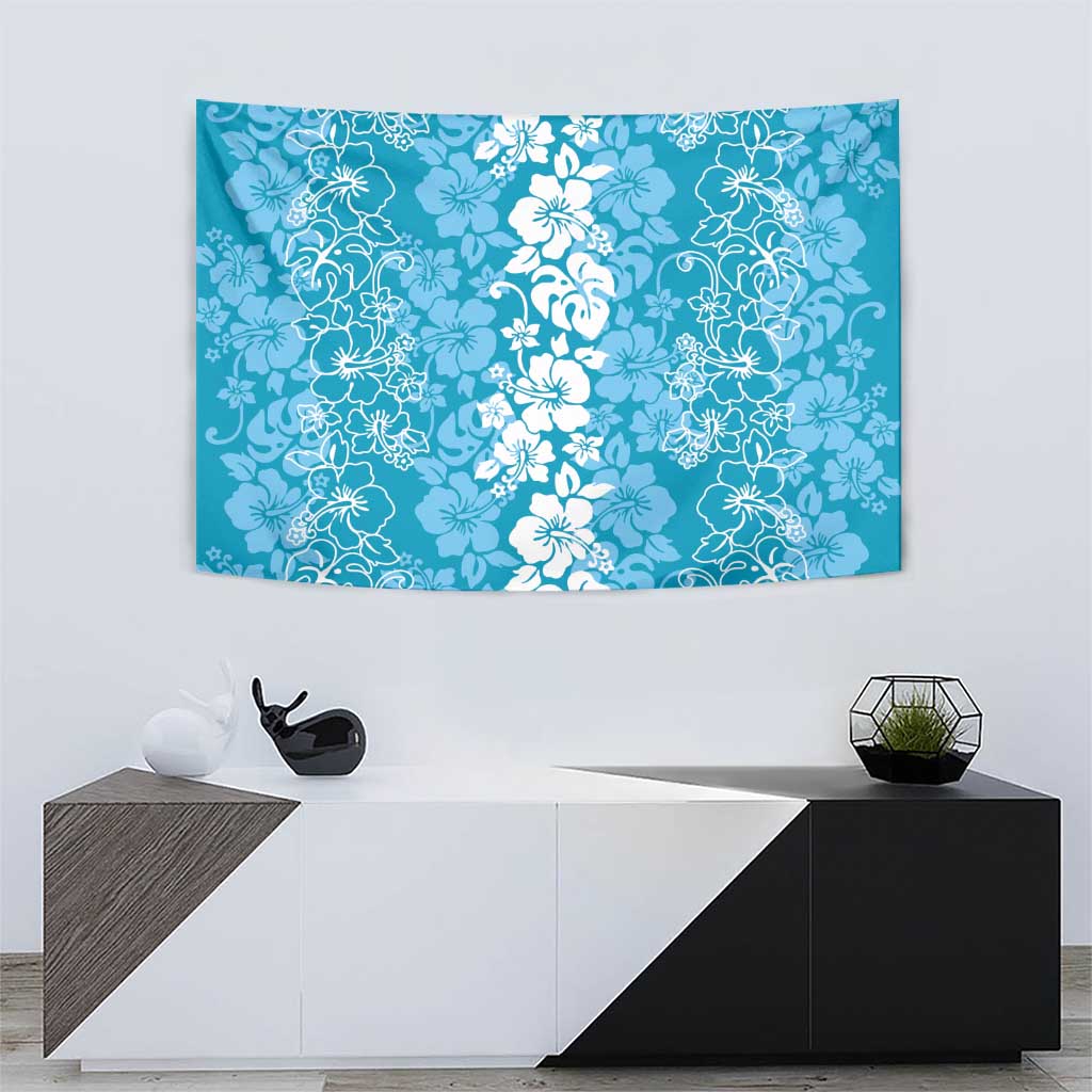 Hawaiian Lei Day Tapestry Blue Hibiscus Flowers Lei Art LT9 - Polynesian Pride