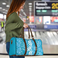 Hawaiian Lei Day Travel Bag Blue Hibiscus Flowers Lei Art - Polynesian Pride
