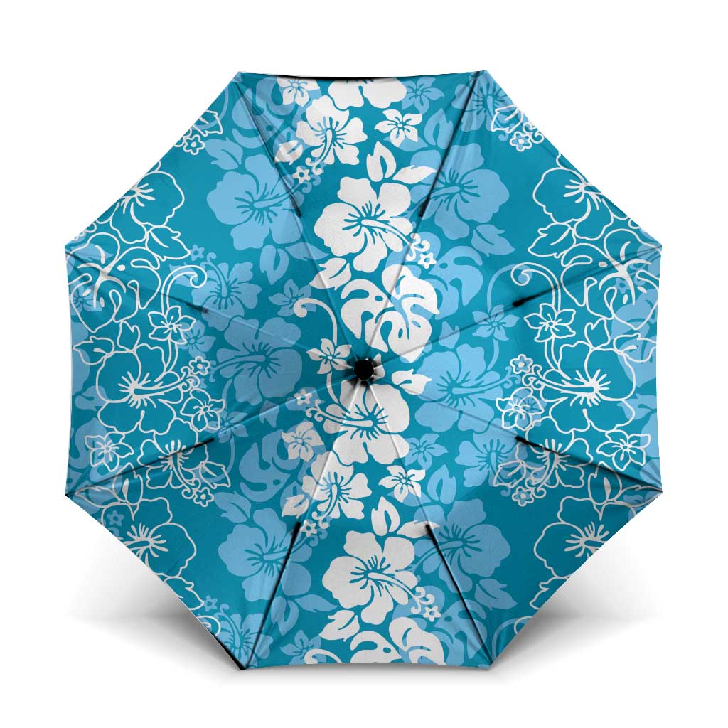 Hawaiian Lei Day Umbrella Blue Hibiscus Flowers Lei Art - Polynesian Pride