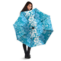 Hawaiian Lei Day Umbrella Blue Hibiscus Flowers Lei Art - Polynesian Pride