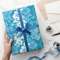 Hawaiian Lei Day Wrapping Paper Blue Hibiscus Flowers Lei Art - Polynesian Pride