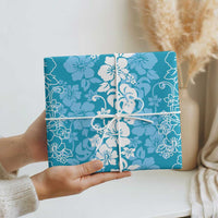 Hawaiian Lei Day Wrapping Paper Blue Hibiscus Flowers Lei Art - Polynesian Pride