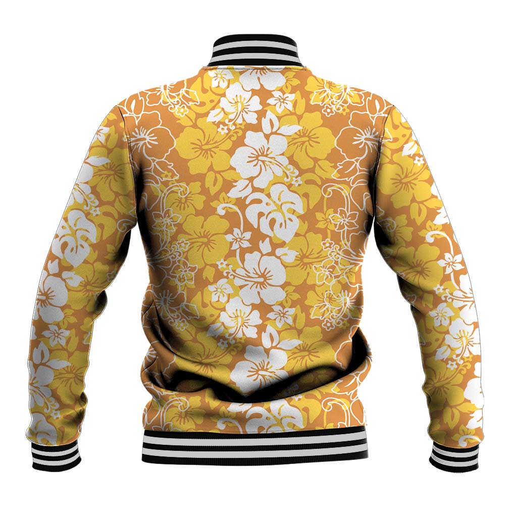 Hawaiian Lei Day Baseball Jacket Gold Hibiscus Flowers Lei Art LT9 - Polynesian Pride