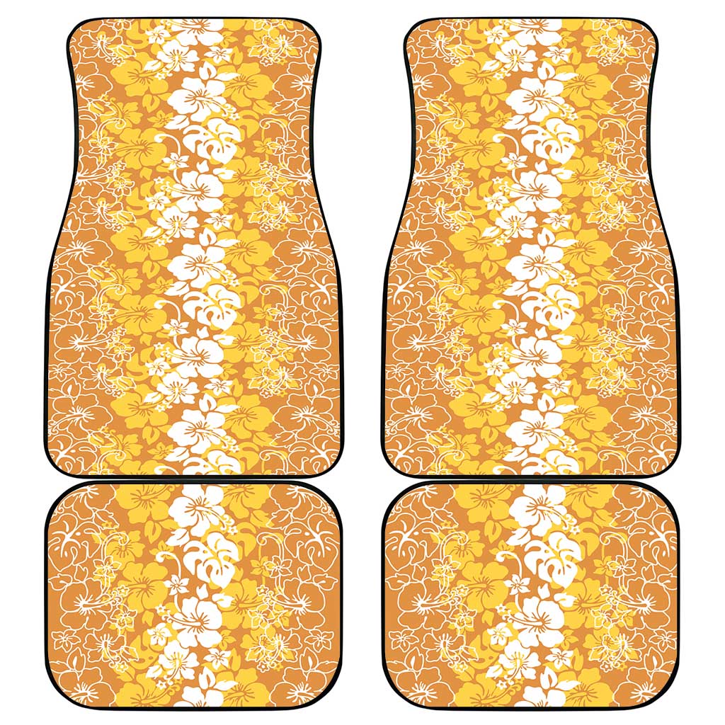 Hawaiian Lei Day Car Mats Gold Hibiscus Flowers Lei Art