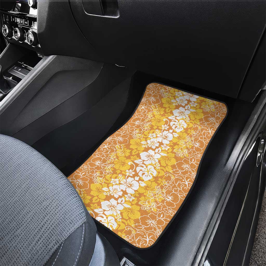 Hawaiian Lei Day Car Mats Gold Hibiscus Flowers Lei Art