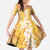 Hawaiian Lei Day Family Matching Off The Shoulder Long Sleeve Dress and Hawaiian Shirt Gold Hibiscus Flowers Lei Art