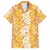 Hawaiian Lei Day Family Matching Off The Shoulder Long Sleeve Dress and Hawaiian Shirt Gold Hibiscus Flowers Lei Art
