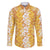 Hawaiian Lei Day Family Matching Off The Shoulder Long Sleeve Dress and Hawaiian Shirt Gold Hibiscus Flowers Lei Art