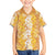 Hawaiian Lei Day Family Matching Off The Shoulder Long Sleeve Dress and Hawaiian Shirt Gold Hibiscus Flowers Lei Art