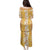 Hawaiian Lei Day Family Matching Puletasi and Hawaiian Shirt Gold Hibiscus Flowers Lei Art
