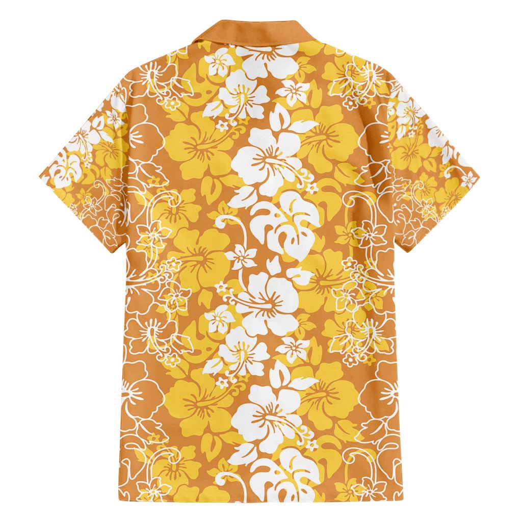 Hawaiian Lei Day Family Matching Summer Maxi Dress and Hawaiian Shirt Gold Hibiscus Flowers Lei Art LT9 - Polynesian Pride