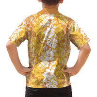 Hawaiian Lei Day Family Matching Tank Maxi Dress and Hawaiian Shirt Gold Hibiscus Flowers Lei Art LT9 - Polynesian Pride