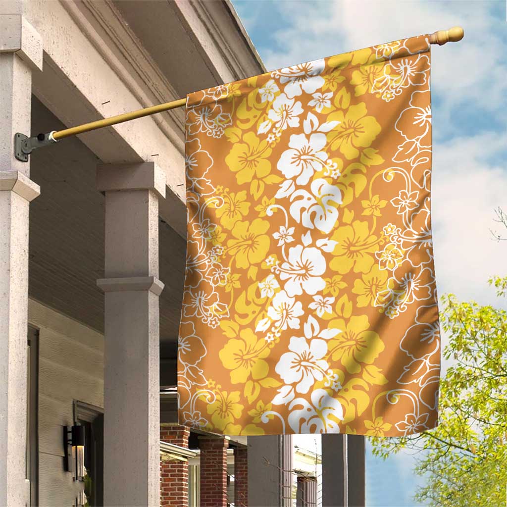 Hawaiian Lei Day Garden Flag Gold Hibiscus Flowers Lei Art LT9 House Flag Gold - Polynesian Pride