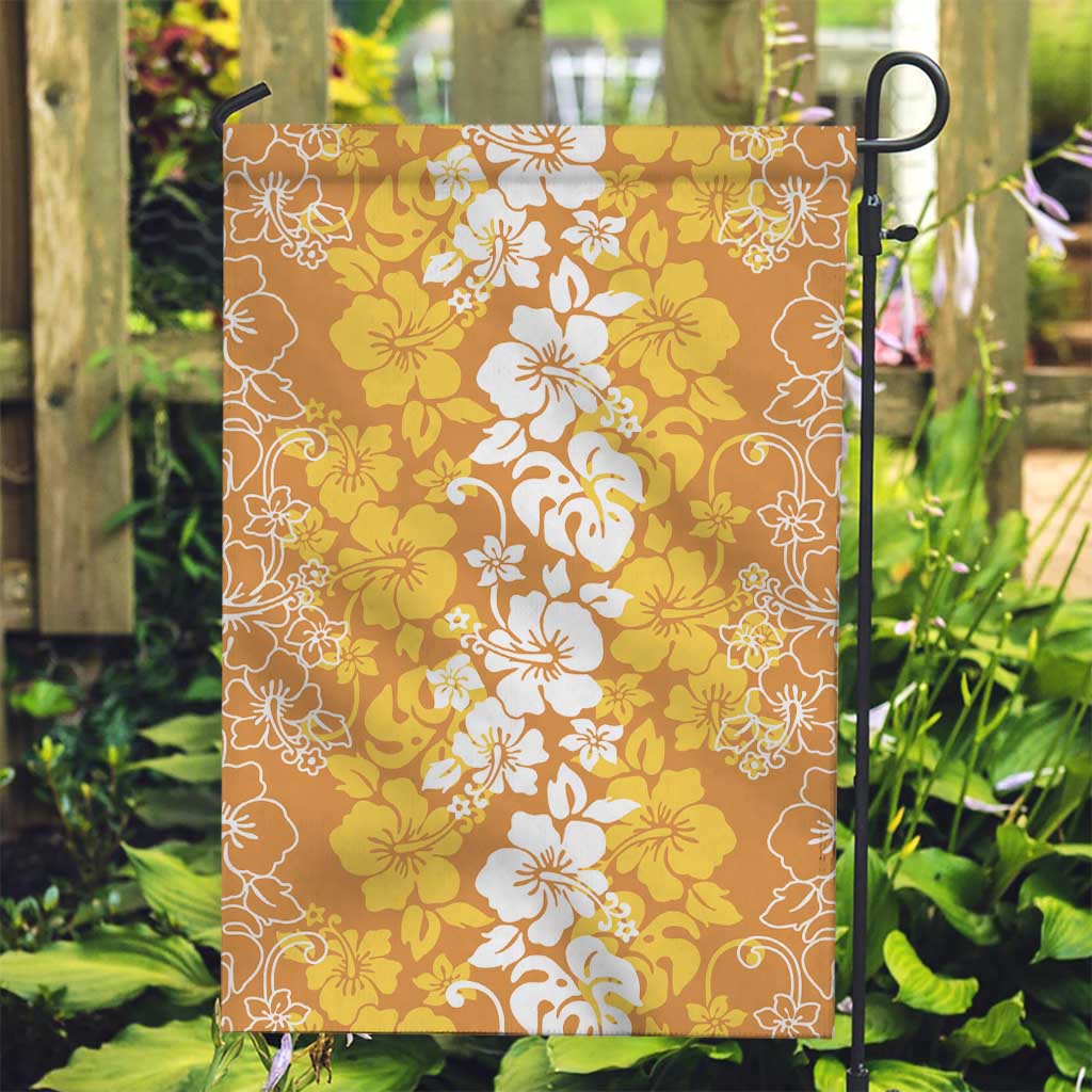 Hawaiian Lei Day Garden Flag Gold Hibiscus Flowers Lei Art LT9 Garden Flag Gold - Polynesian Pride