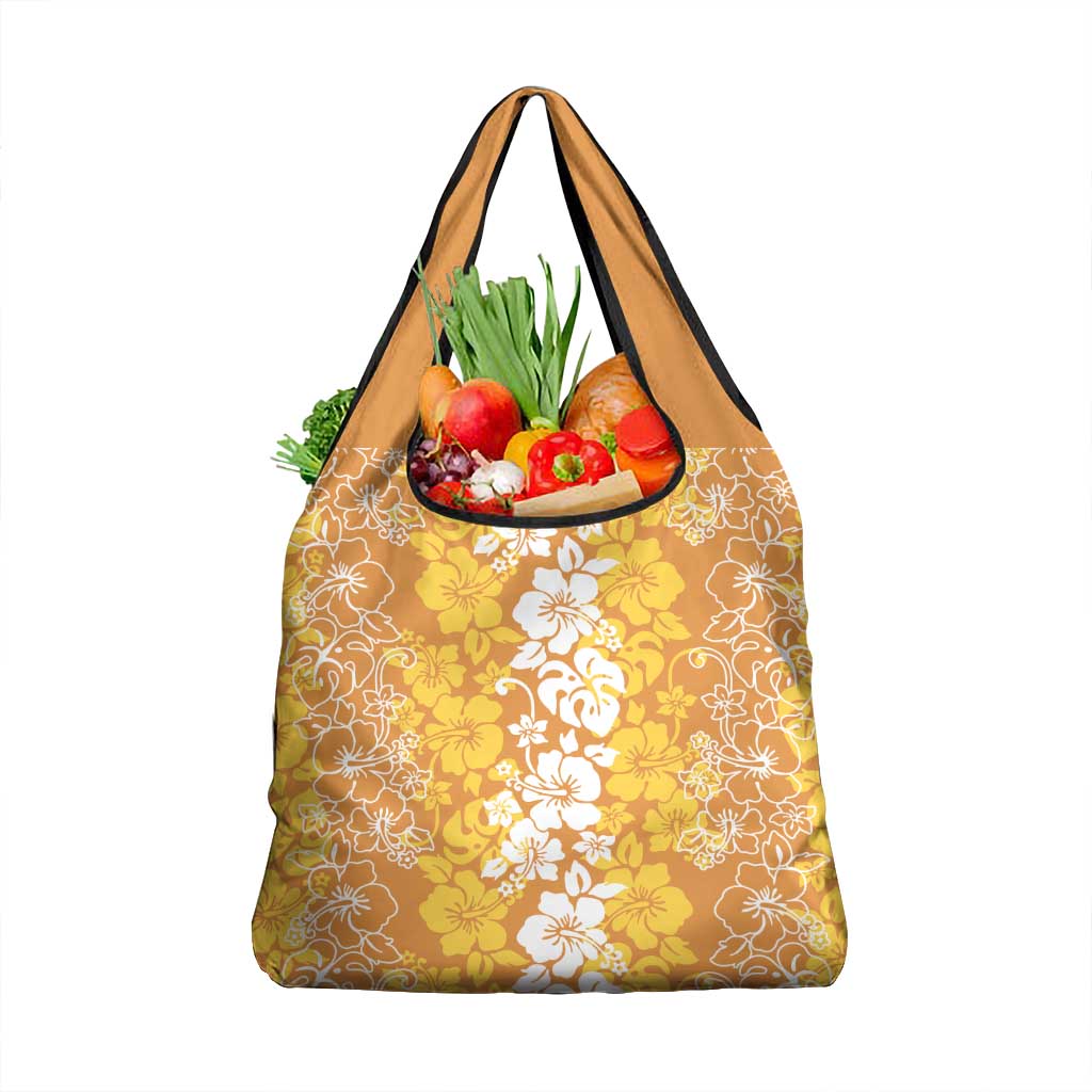 Hawaiian Lei Day Grocery Bag Gold Hibiscus Flowers Lei Art LT9 1-pack One Size Gold - Polynesian Pride