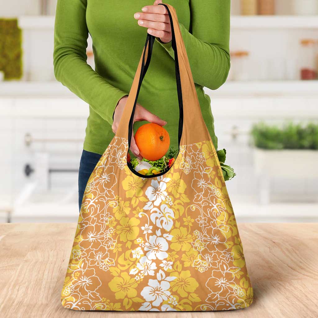 Hawaiian Lei Day Grocery Bag Gold Hibiscus Flowers Lei Art LT9 - Polynesian Pride