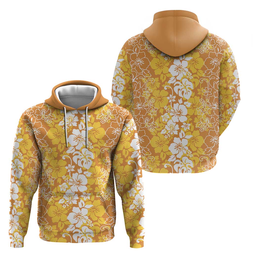 Hawaiian Lei Day Hoodie Gold Hibiscus Flowers Lei Art