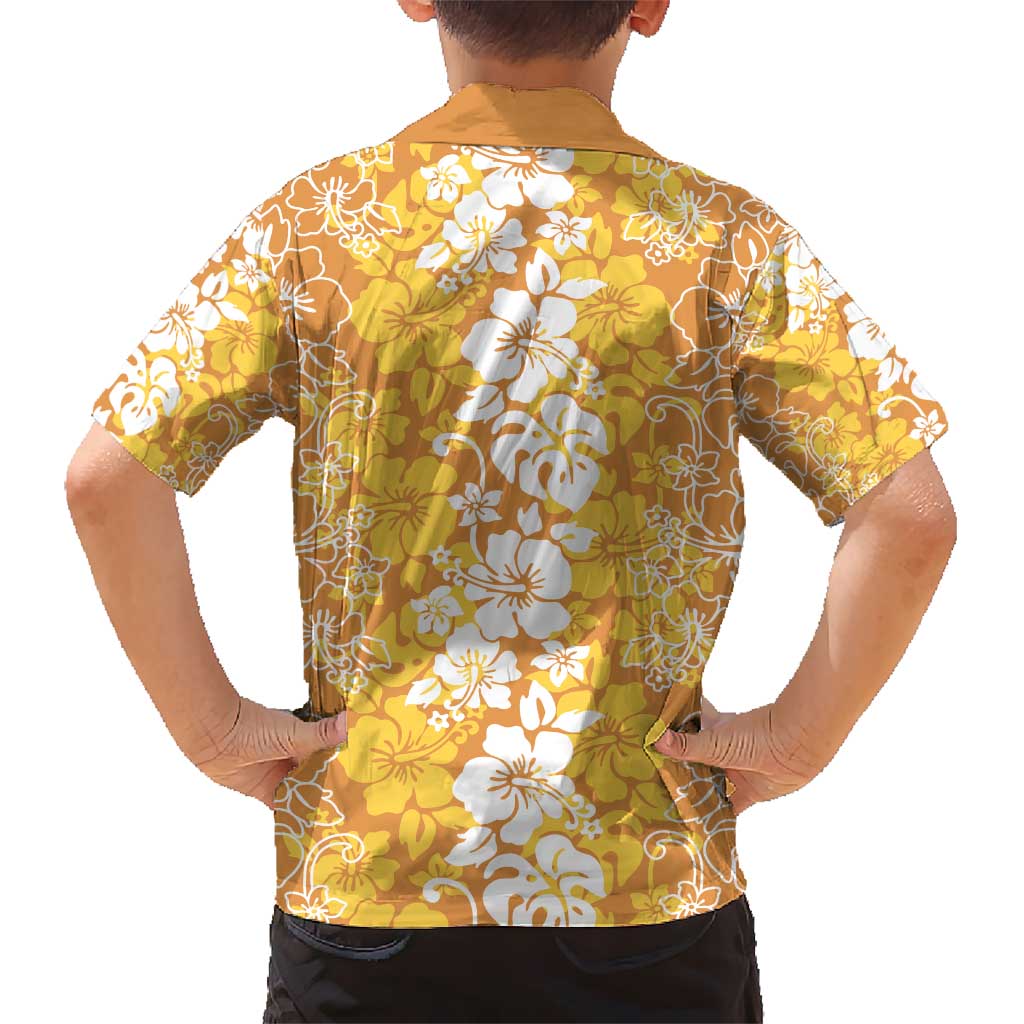 Hawaiian Lei Day Kid Hawaiian Shirt Gold Hibiscus Flowers Lei Art LT9 - Polynesian Pride