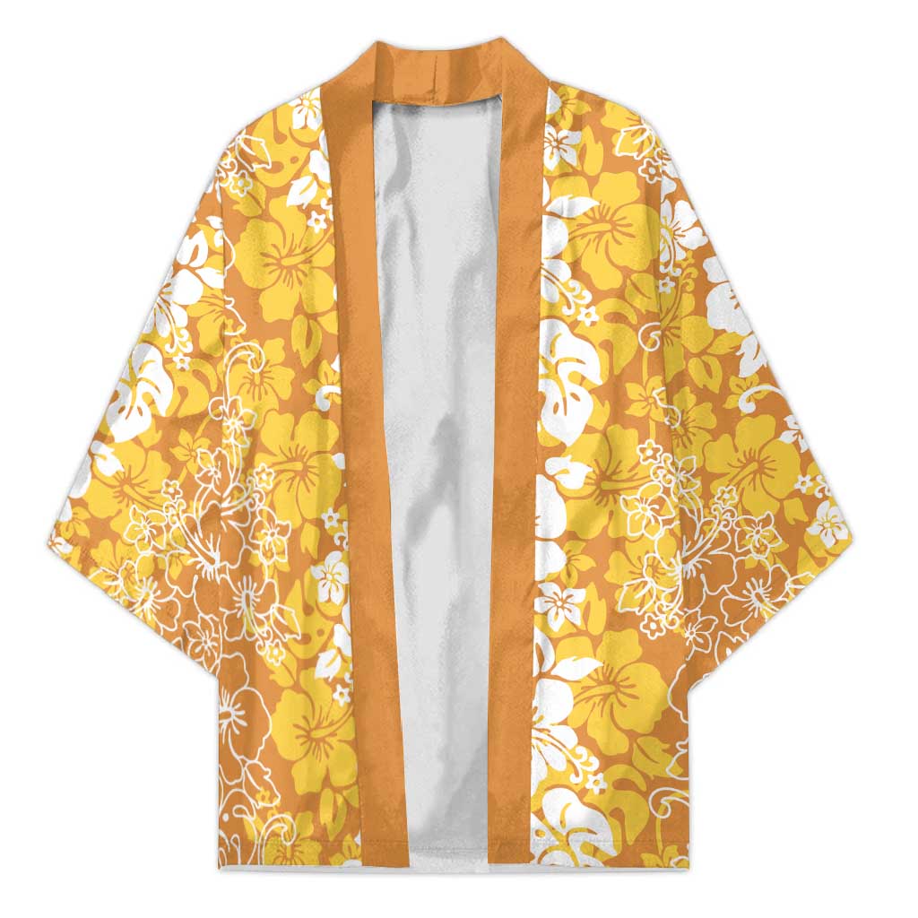 Hawaiian Lei Day Kimono Gold Hibiscus Flowers Lei Art LT9 Unisex Gold - Polynesian Pride