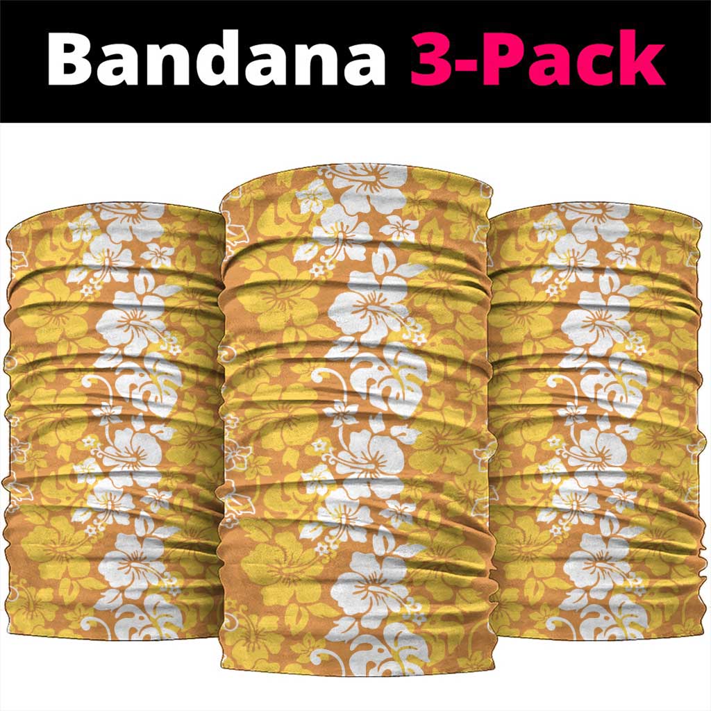 Hawaiian Lei Day Neck Gaiter Gold Hibiscus Flowers Lei Art - Polynesian Pride