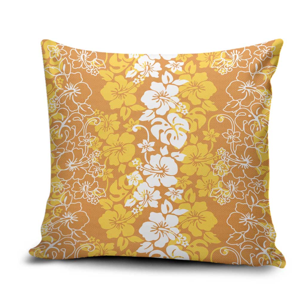 Hawaiian Lei Day Pillow Cover Gold Hibiscus Flowers Lei Art - Polynesian Pride