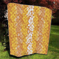 Hawaiian Lei Day Quilt Gold Hibiscus Flowers Lei Art