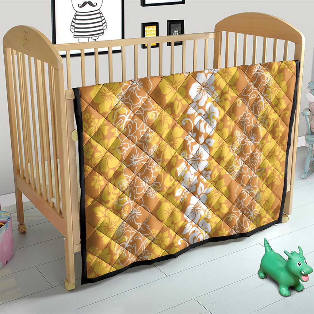 Hawaiian Lei Day Quilt Gold Hibiscus Flowers Lei Art