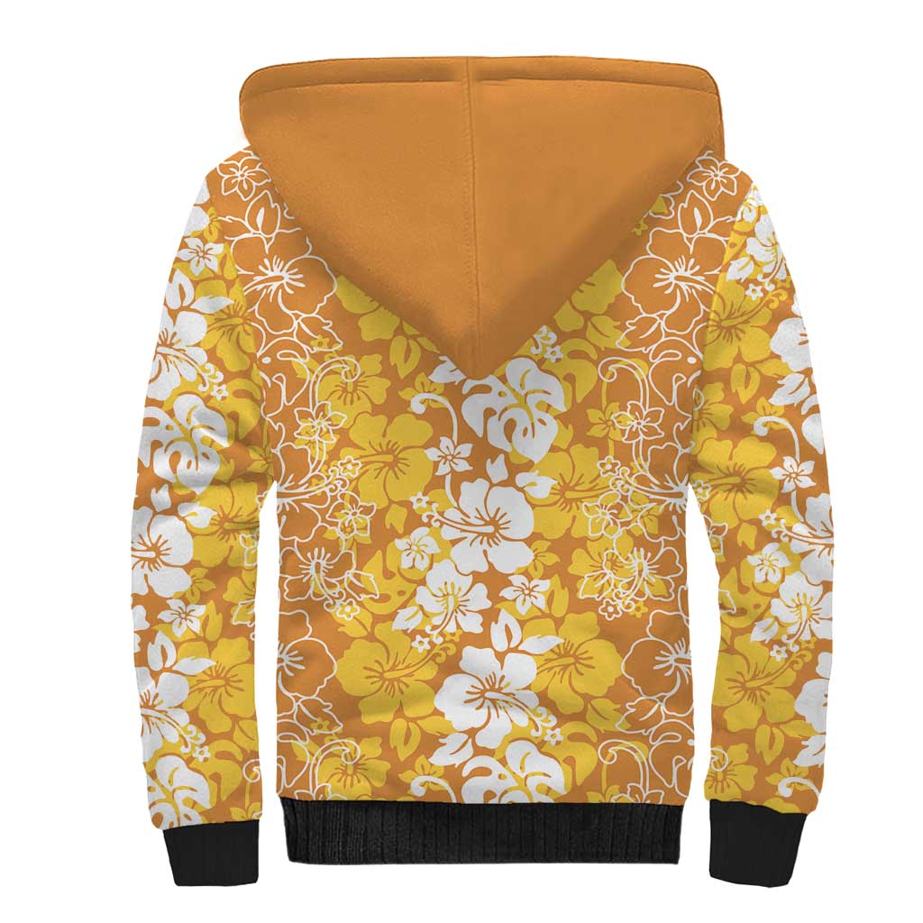 Hawaiian Lei Day Sherpa Hoodie Gold Hibiscus Flowers Lei Art LT9 - Polynesian Pride