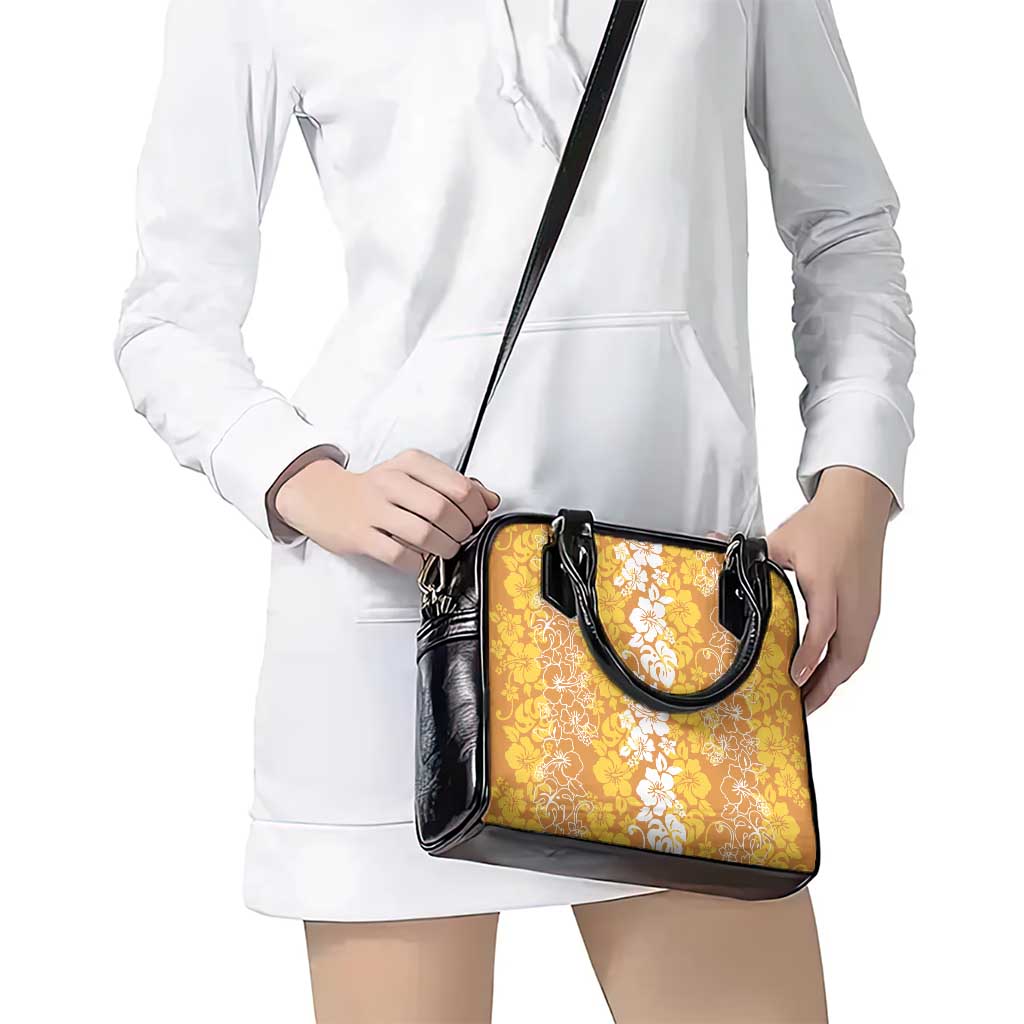 Hawaiian Lei Day Shoulder Handbag Gold Hibiscus Flowers Lei Art