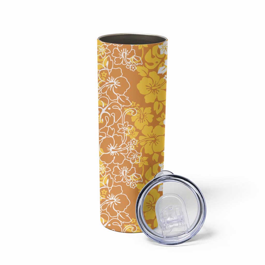 Hawaiian Lei Day Skinny Tumbler Gold Hibiscus Flowers Lei Art