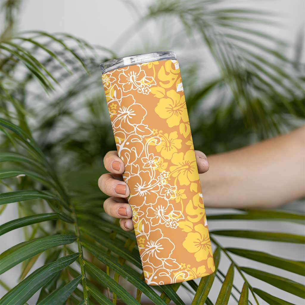 Hawaiian Lei Day Skinny Tumbler Gold Hibiscus Flowers Lei Art