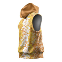 Hawaiian Lei Day Sleeveless Hoodie Gold Hibiscus Flowers Lei Art LT9 - Polynesian Pride