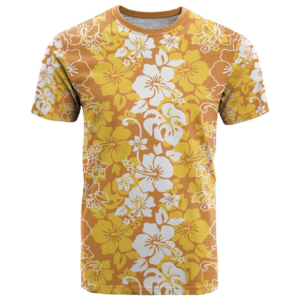 Hawaiian Lei Day T Shirt Gold Hibiscus Flowers Lei Art